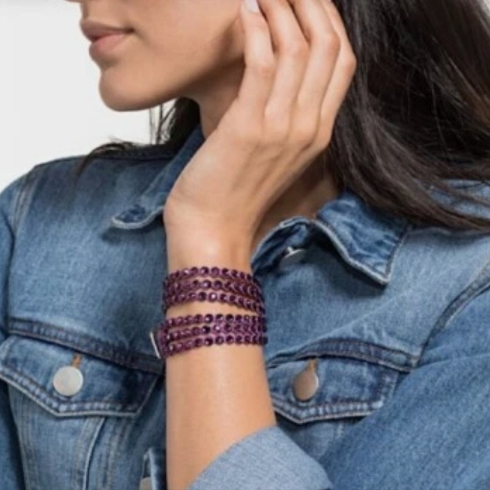 Swarovski Swarovski Power 5511699 Purple Alcantara Fabric Bracelet- Like New